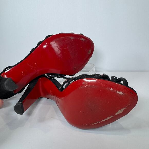 Christian Louboutin Vegastrassima 100 Crystal Heel Slingbacks Size 35.5/US 5.5 - Picture 5 of 8